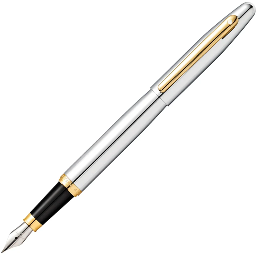 Sheaffer VFM Chrome Gold Trim Fountain Pen