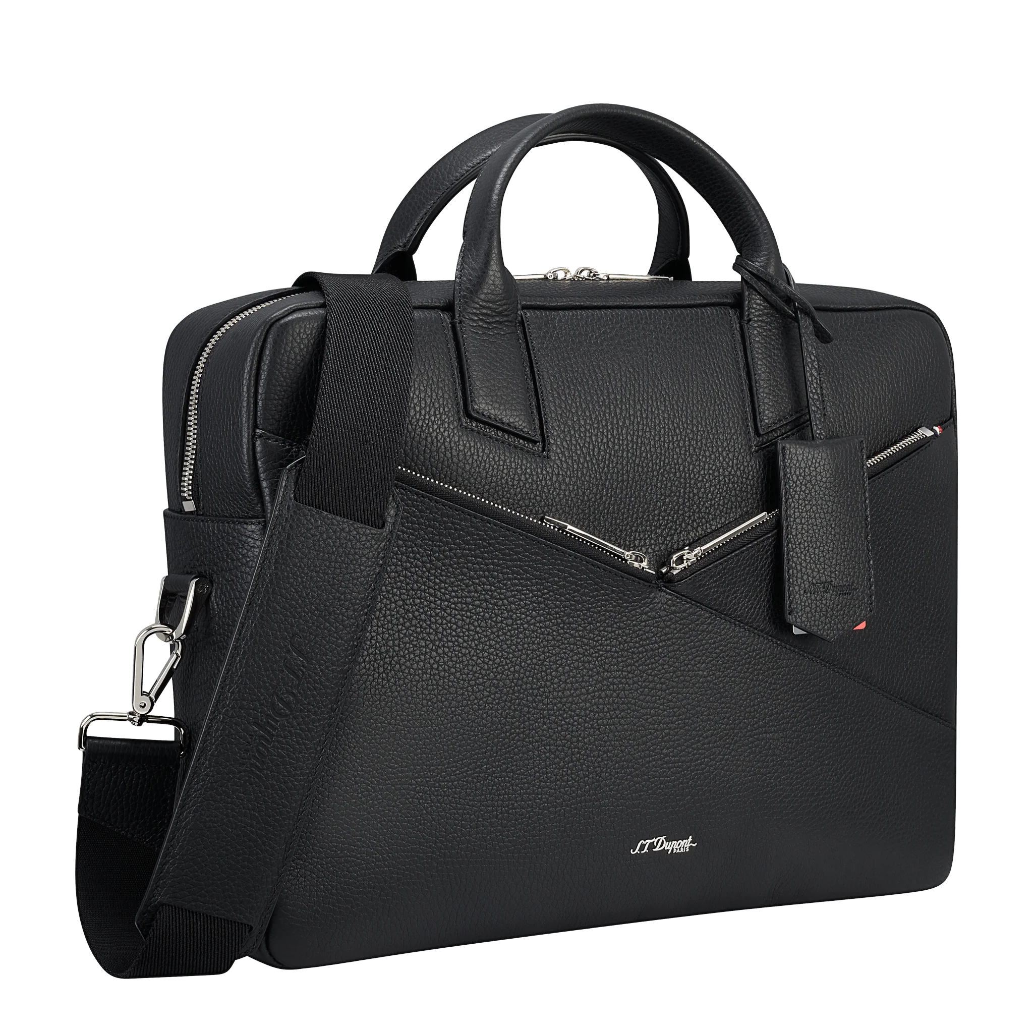 S.T. Dupont Neo Capsule Black Leather Laptop Bag - Image 4