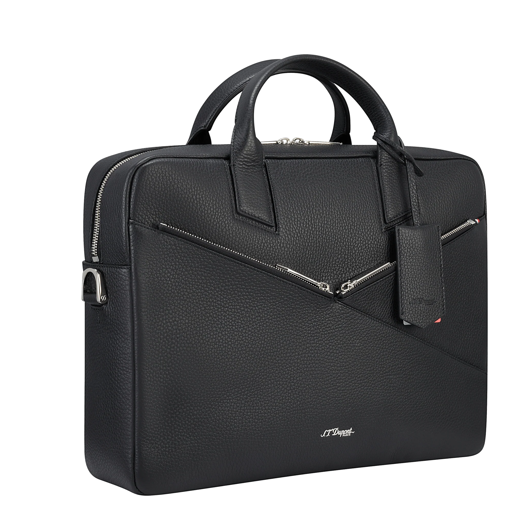 S.T. Dupont Neo Capsule Black Leather Laptop Bag - Image 2