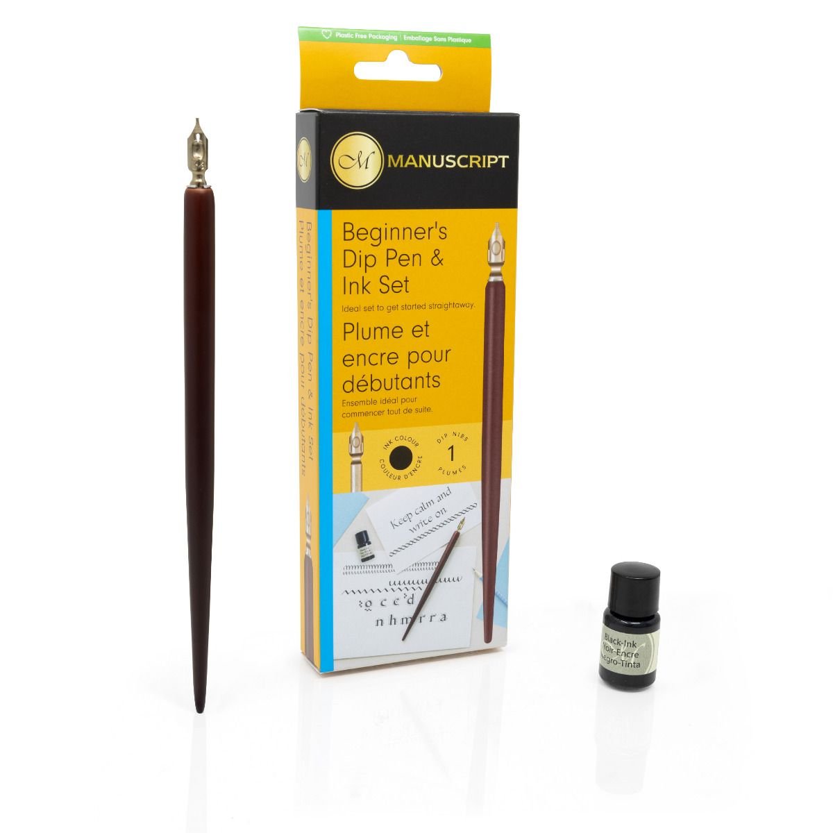 Manuscript with Holder & Black Ink Dip Pen Round Hand Nib Set - Image 2