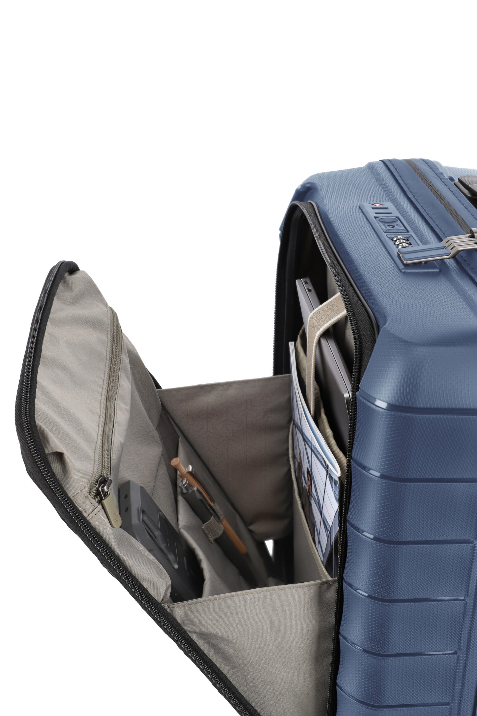 Travelite Mooby Navy Small Suitcase w/Front Pocket - Image 4