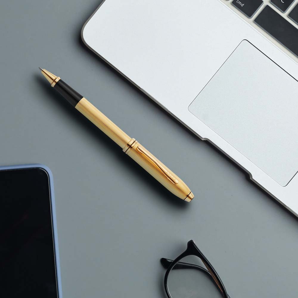Cross Townsend 23KT Gold-plated Diamond Pattern Rollerball Pen - Image 3