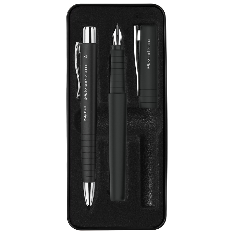 Faber-Castell Poly Black Fountain Pen & Ballpoint Pen Set