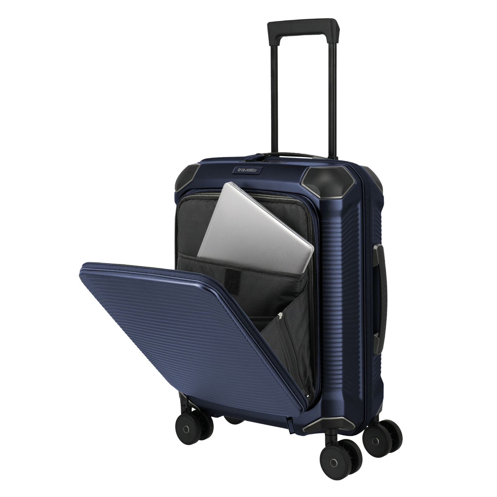 Travelite Millennium Navy Small Suitcase w/ Front Pocket - Image 2