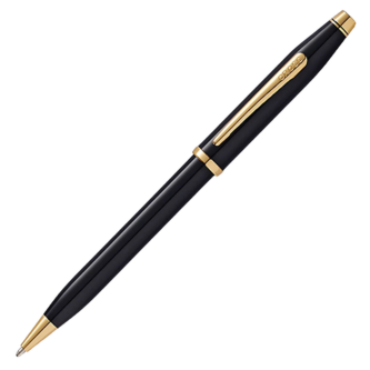 Cross Century II Black Lacquer Gold Trim Ballpoint Pen