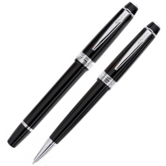 Cross Bailey Black Chrome Trim Ballpoint & Rollerball Gift Set