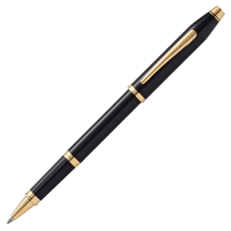 Cross Century II Black Lacquer Gold Trim Rollerball Pen