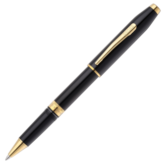 Cross Foundry Glossy Black Lacquer with PVD Gold Trim Rollerball Pen