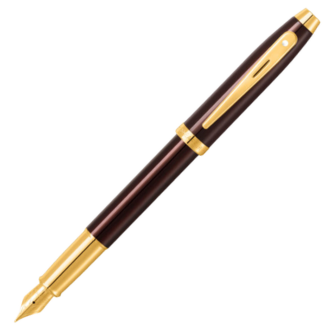 Sheaffer 100 Coffee Brown Gold Trim Fountain Pen