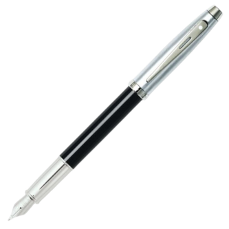 Sheaffer 100 Glossy Black Chrome Cap Fountain Pen