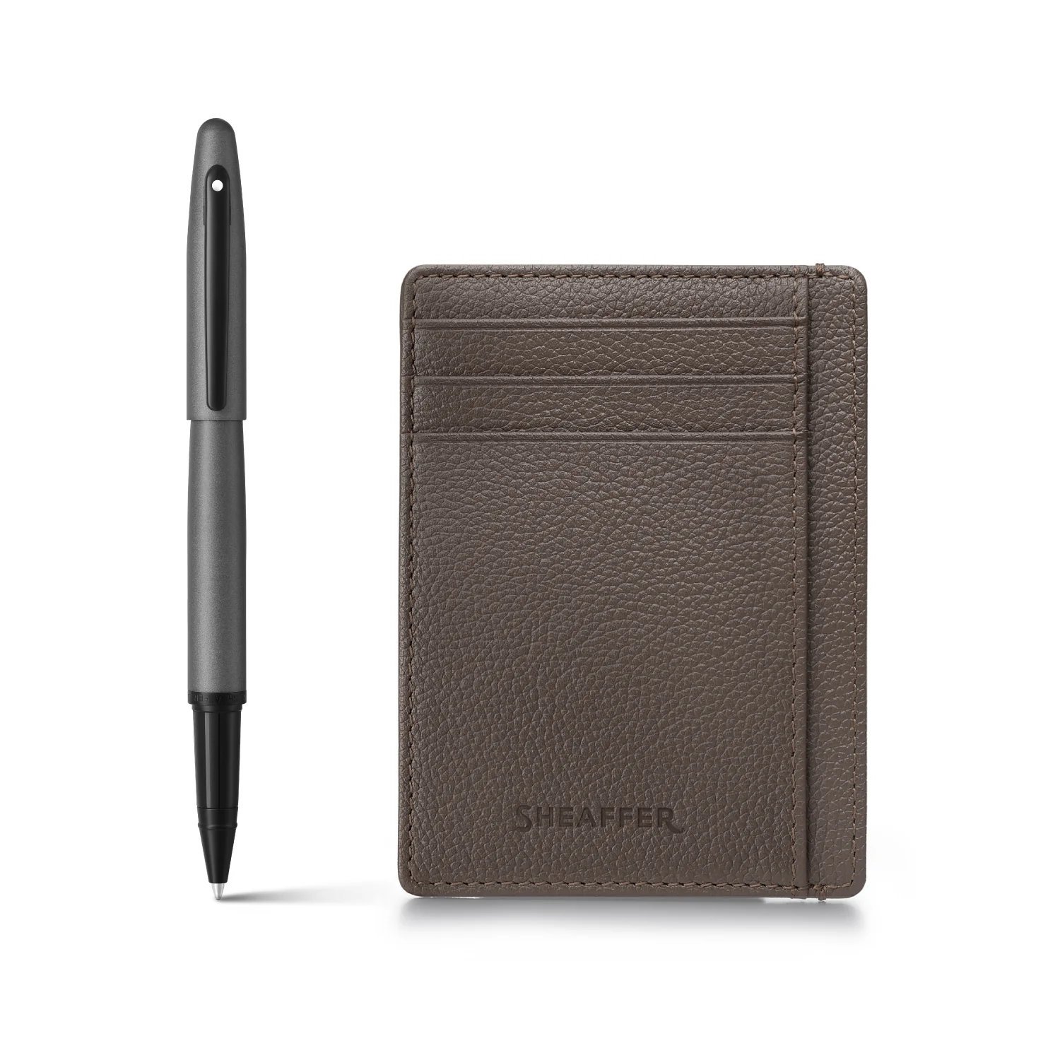 Sheaffer VFM Matt Grey Rollerball Pen & Grey Card Holder Gift Set - Image 2