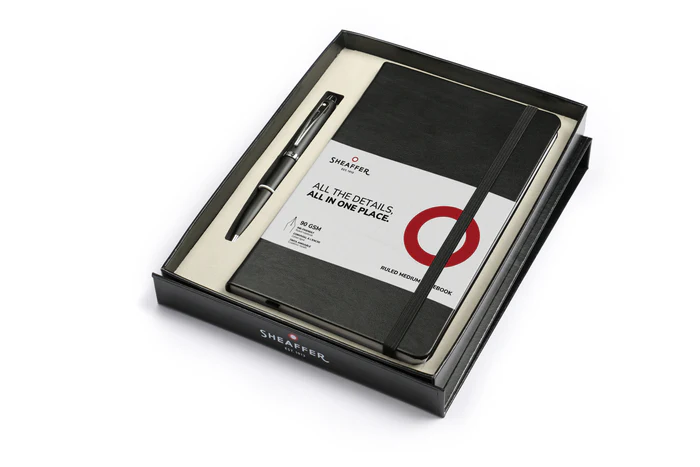Sheaffer 100 A5 Notebook Matte Black With Chrome Trim Ballpoint Pen