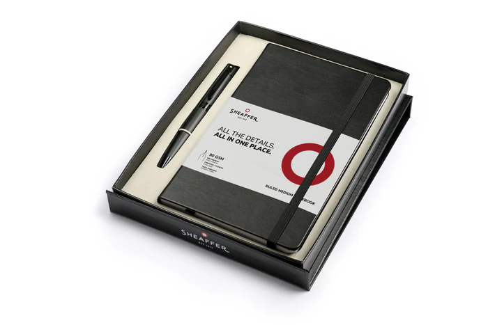 Sheaffer 300 Matte Black Lacquer With Polished Black Trims Ballpoint Pen With A5 Notebook In Black Giftbox