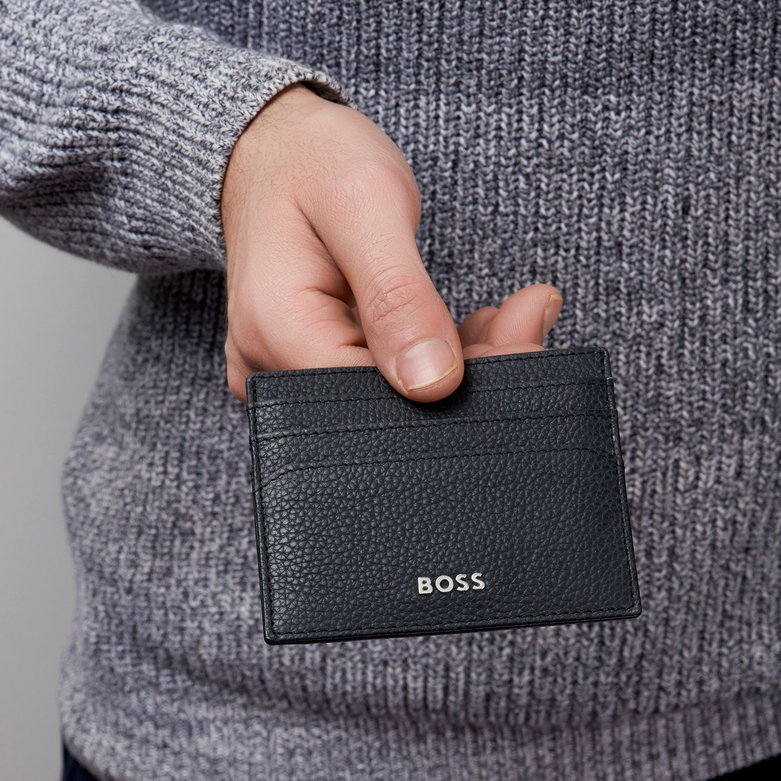Hugo Boss Classic Grained Black Card Holder - Image 6