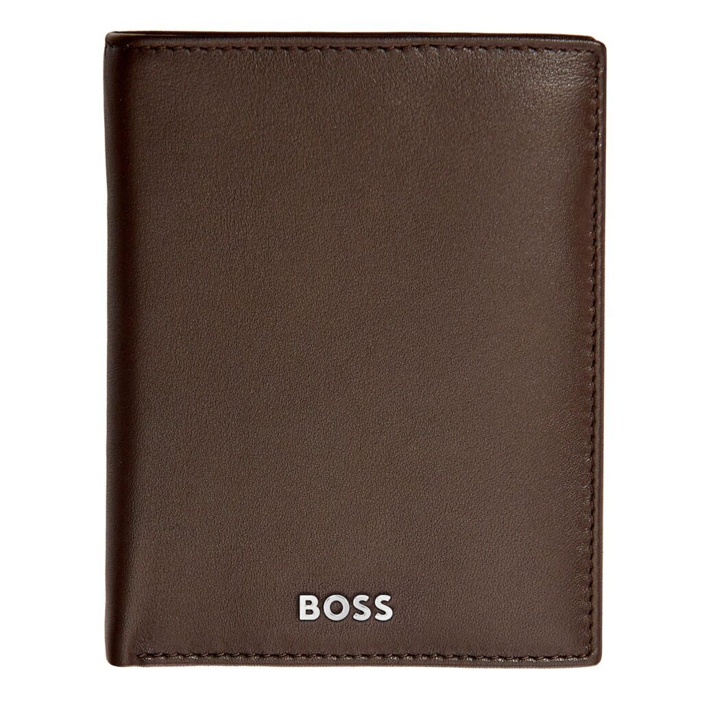 Hugo Boss Brown Card Holder with Flap and Money Pocket