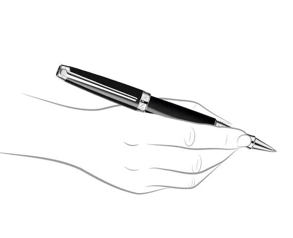 Caran D’ache Leman Ebony Black Silver Trim Rollerball Pen - Image 4