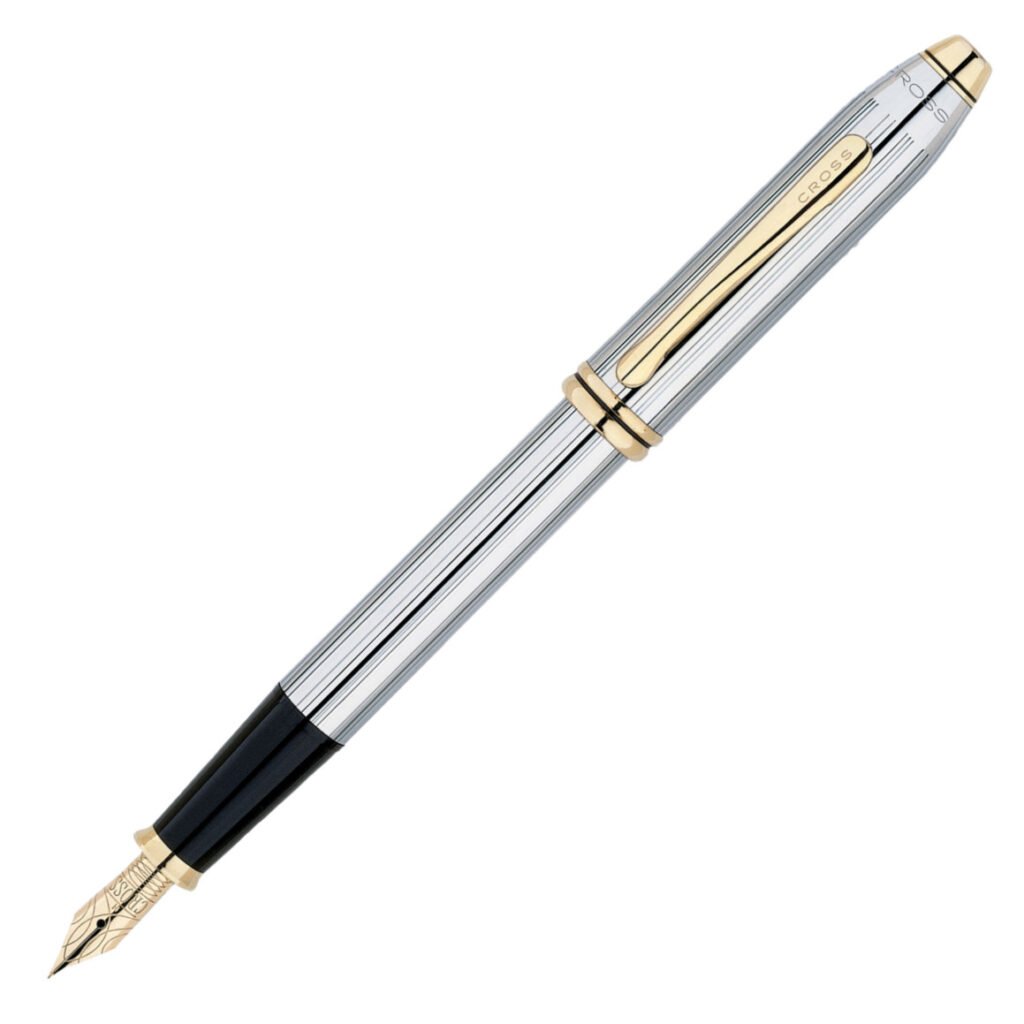 Cross Townsend Medalist Polished Chrome with 23KT Gold-Plated Trim Fountain Pen