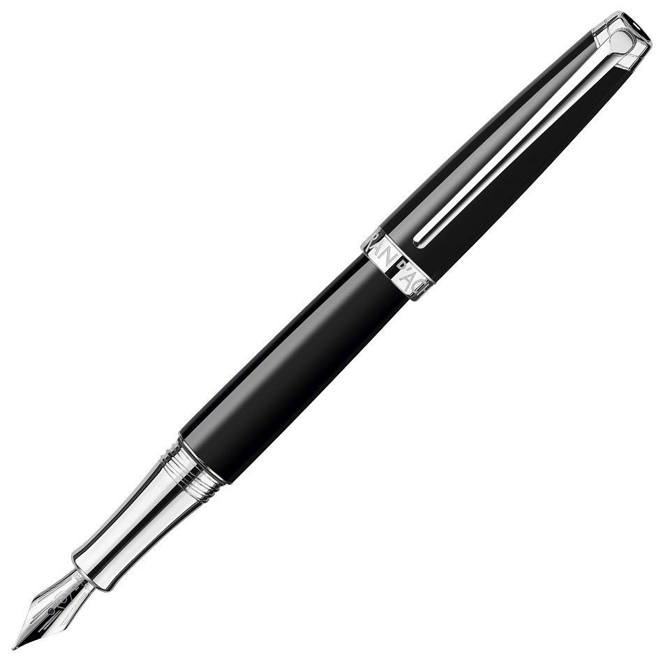 Caran d’Ache Leman Ebony Black Silver Trim Fountain Pen MEDIUM