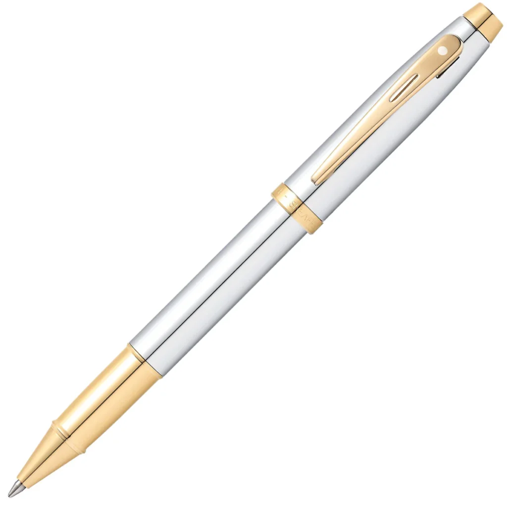 Sheaffer 100 Bright Chrome with Gold Trim Rollerball