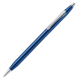 Cross Classic Century Polished Translucent Cobalt Blue Engraved Diamond Pattern with Chrome Trim Ballpoint Pen