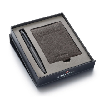 Sheaffer VFM Matt Grey Rollerball Pen & Grey Card Holder Gift Set