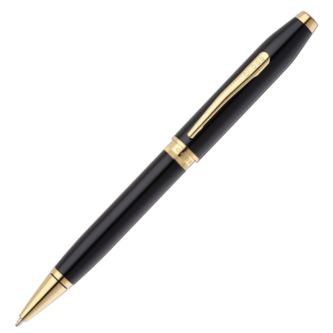 Cross Foundry Glossy Black Lacquer with PVD Gold Trim Ballpoint Pen