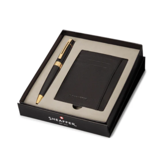 Sheaffer 300 G9325 Glossy Black With Gold Trim Ballpoint Pen With Credit Card Holder