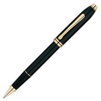 Cross Townsend Black Lacquer Gold Trim Rollerball Pen