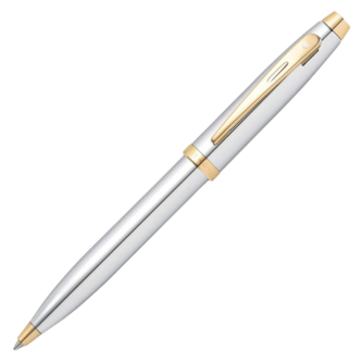 Sheaffer 100 Bright Chrome with Gold Trim Ballpoint Pen