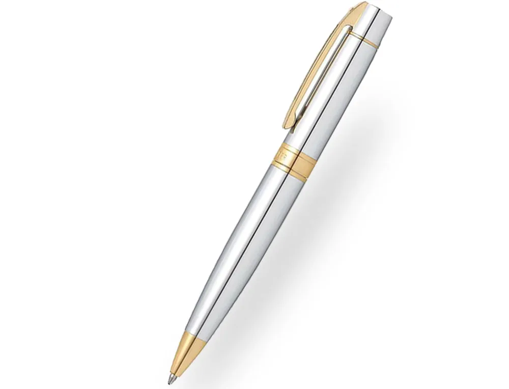 Sheaffer 300 Bright Chrome With Gold Trim Ballpoint Pen With Credit Card Holder - Image 2