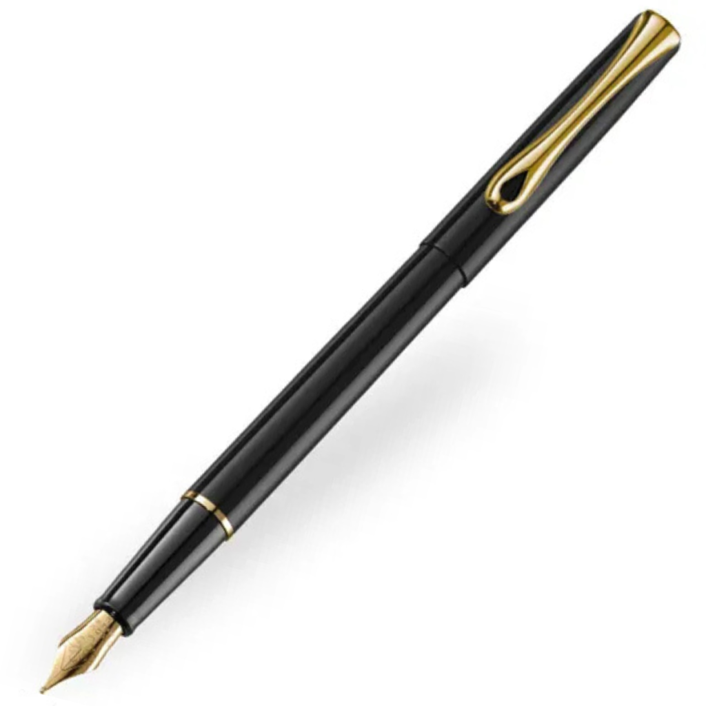 Diplomat Traveller black lacquer gold – Medium Fountain Pen